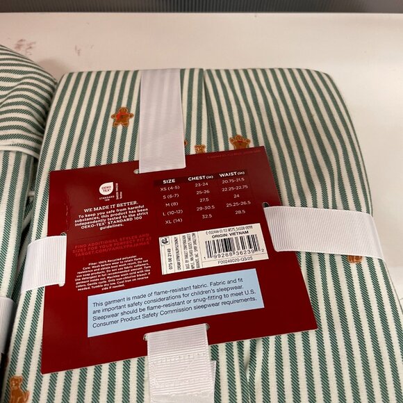 Kids' Gingerbread Striped Long Sleeve Shirt and Pants PJ Set - Size: Youth Large - Picture 5 of 5